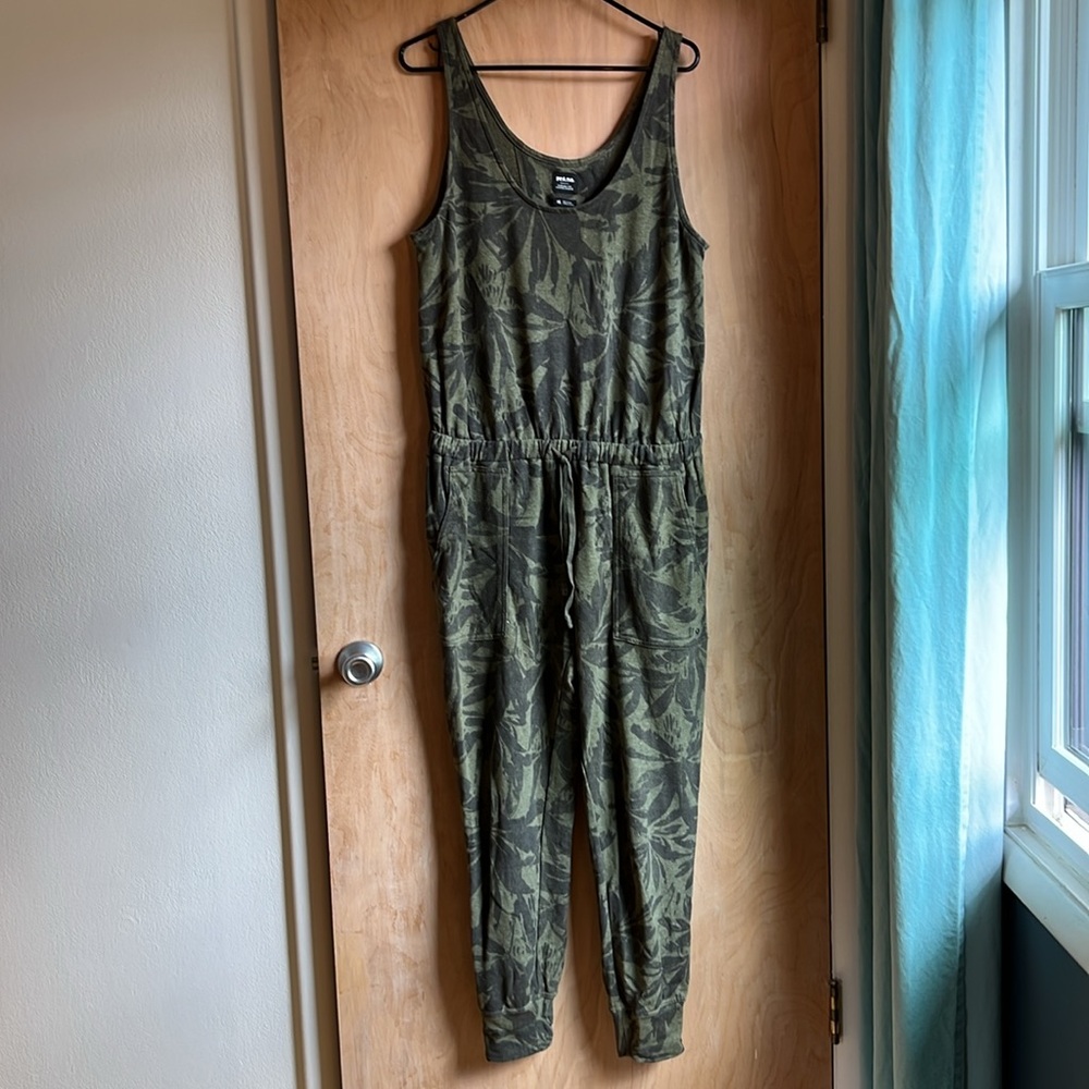 Women’s PrAna Cozy Up Green Jumpsuit Palm Print XL - Picture 3 of 8